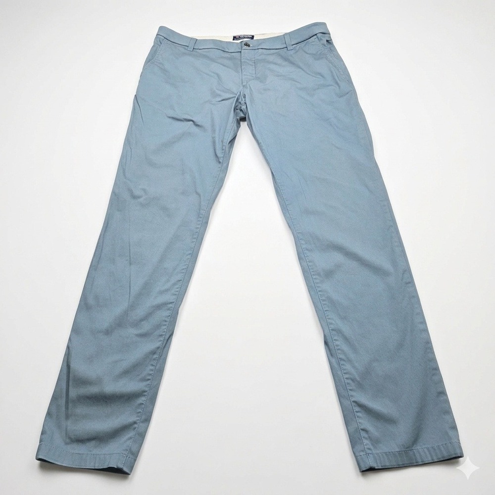 Birddogs Men 38x34 Performance Chino Pants Stretch Lined Blue Grey Flat Front
